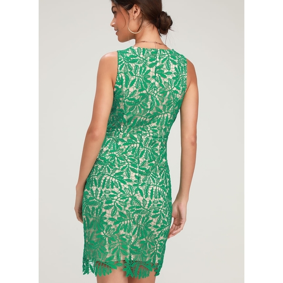 Lulu's Amberley Green Lace Sleeveless Bodycon Dress - Picture 2 of 8